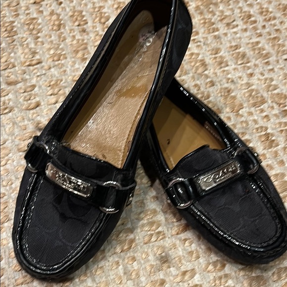 Coach Black Suede Loafers with Metal Accent - Picture 1 of 7